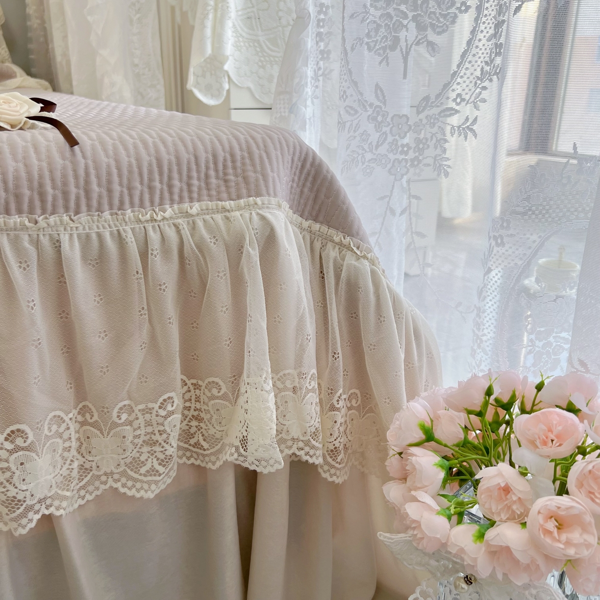 91家纺网 家纺一手货源 找家纺 恋尚羽 2026新款高分子PE凉泡泡大床裙凉感席波浪冰豆豆凉席席子三件套-系列 山茶可可 咖色