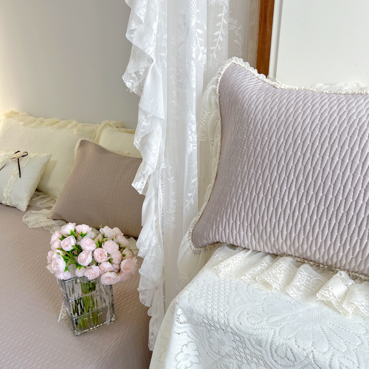 91家纺网 家纺一手货源 找家纺 恋尚羽 2026新款高分子PE凉泡泡大床裙凉感席波浪冰豆豆凉席席子三件套-系列 山茶可可 咖色