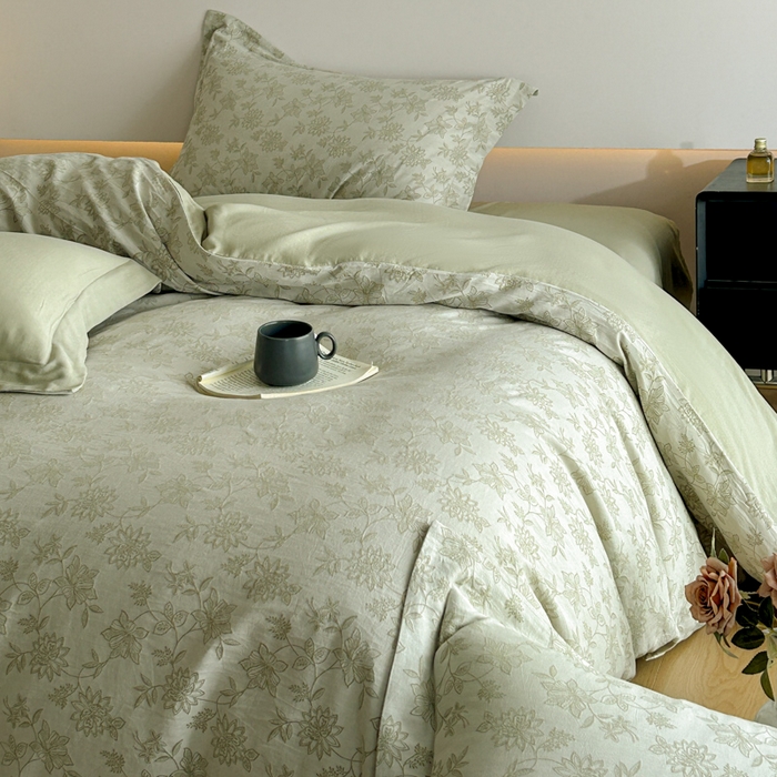 91家纺网 家纺一手货源 找家纺 （总）禾时 2026春夏新品色织提花夏被夏凉被空调被四件套（配全棉纱布）