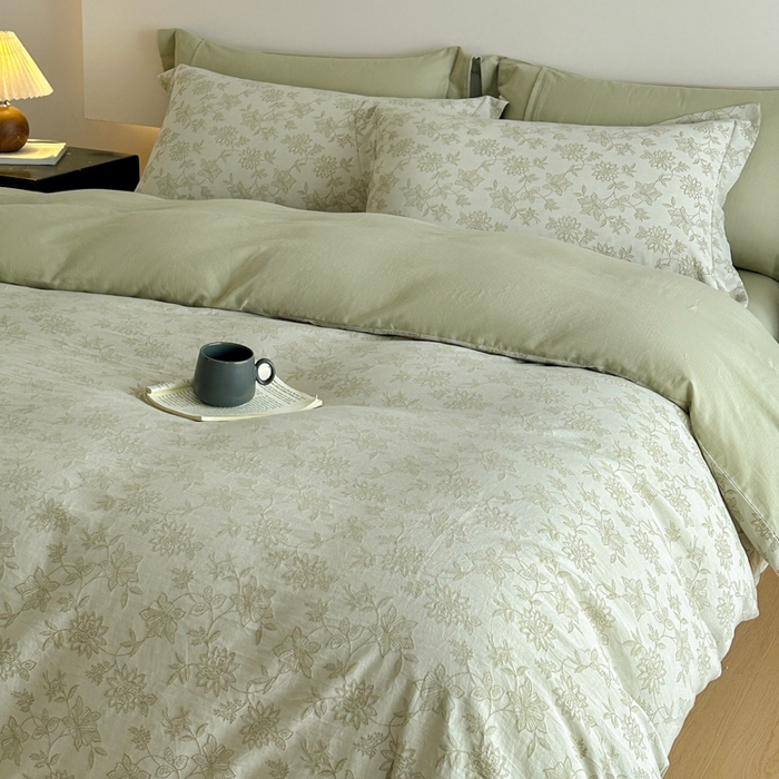 91家纺网 家纺一手货源 找家纺 （总）禾时 2026春夏新品色织提花夏被夏凉被空调被四件套（配全棉纱布）