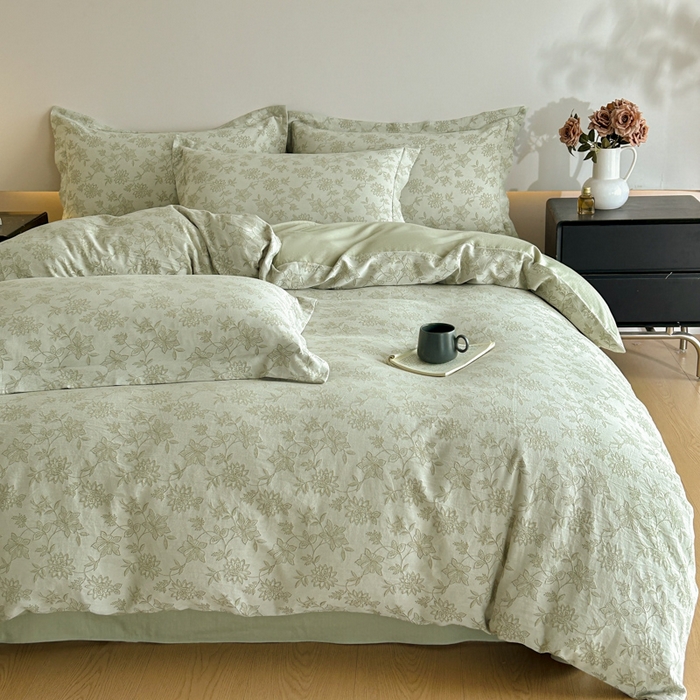 91家纺网 家纺一手货源 找家纺 （总）禾时 2026春夏新品色织提花夏被夏凉被空调被四件套（配全棉纱布）