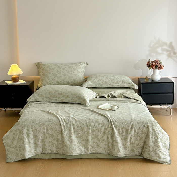 91家纺网 家纺一手货源 找家纺 （总）禾时 2026春夏新品色织提花夏被夏凉被空调被四件套（配全棉纱布）