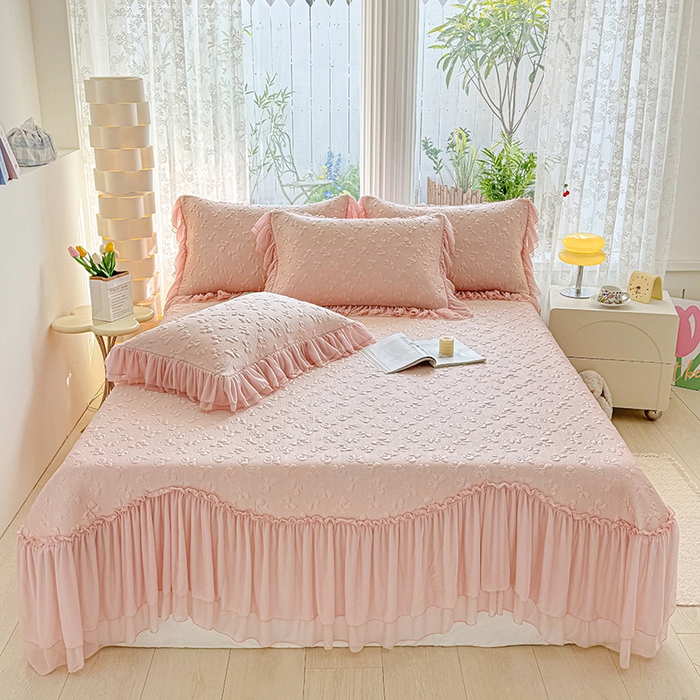 （总）金绣美居 2026新款PE高分子复合凉感席韩版床裙款凉席三件套-小确幸