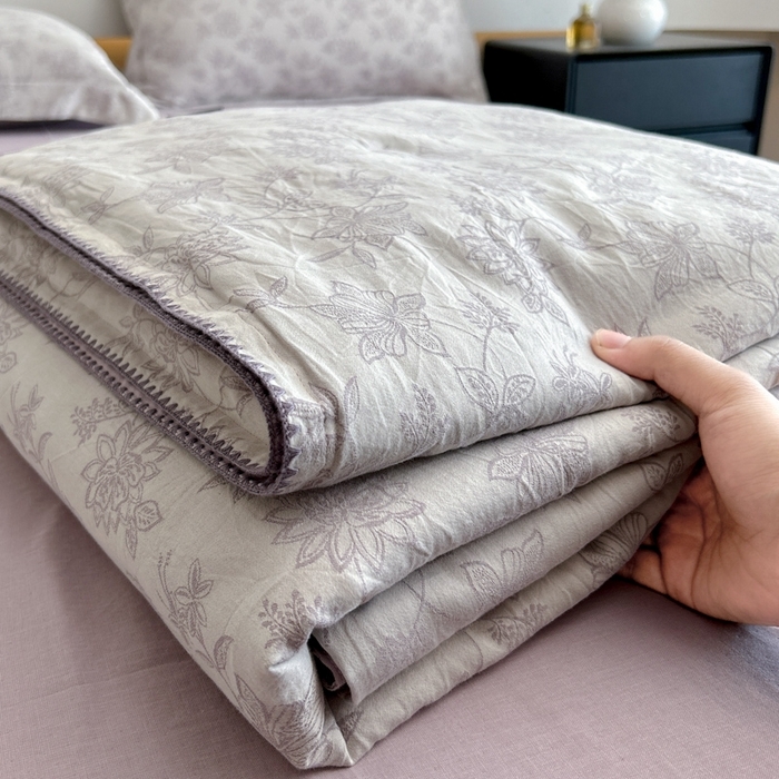 91家纺网 家纺一手货源 找家纺 （总）禾时 2026春夏新品色织提花夏被夏凉被空调被四件套（配全棉纱布）