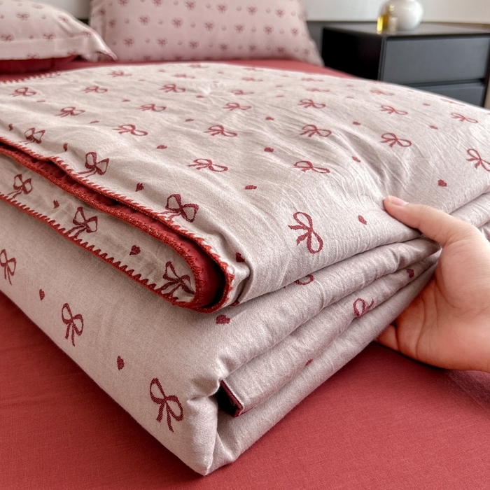 91家纺网 家纺一手货源 找家纺 （总）禾时 2026春夏新品色织提花夏被夏凉被空调被四件套（配全棉纱布）