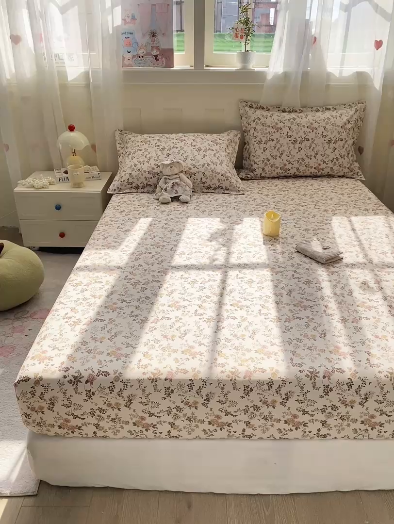 91家纺网 家纺一手货源 找家纺 （总）女子家纺 2026新款全棉纯棉印花小印花花卉款单床笠床笠单件