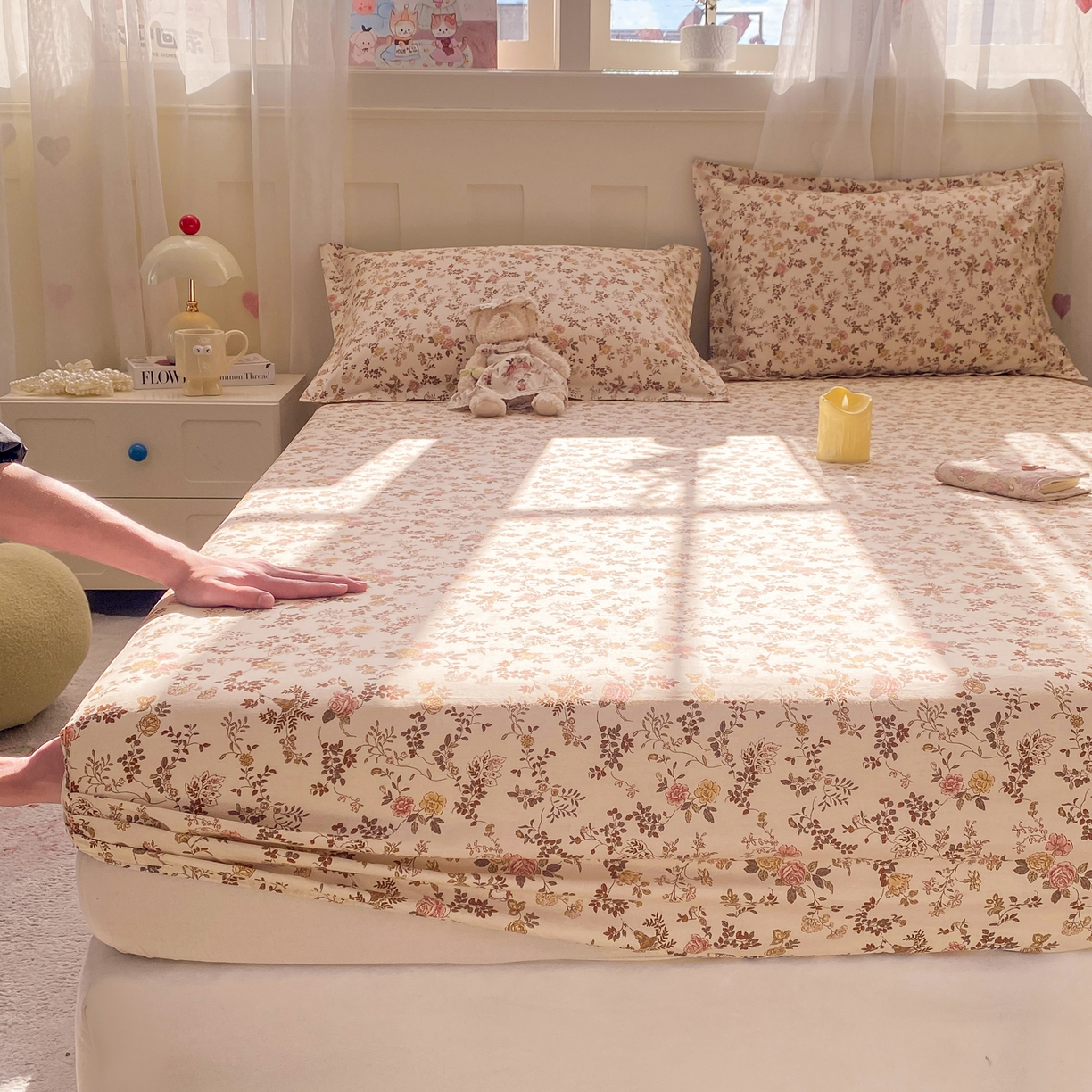 91家纺网 家纺一手货源 找家纺 （总）女子家纺 2026新款全棉纯棉印花小印花花卉款单床笠床笠单件