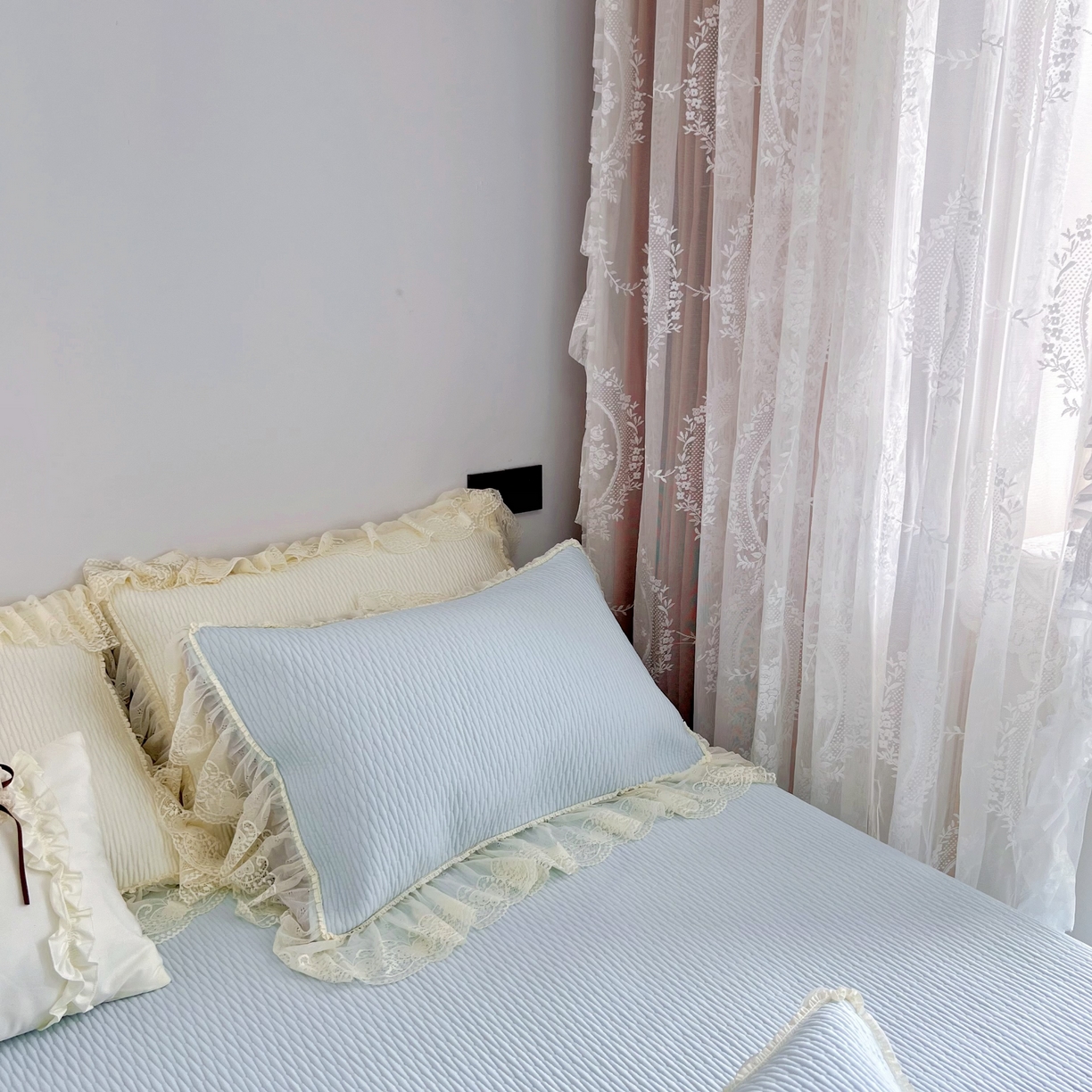 91家纺网 家纺一手货源 找家纺 恋尚羽 2026新款高分子PE凉泡泡大床裙凉感席波浪冰豆豆凉席席子三件套-系列 山茶可可 蓝色