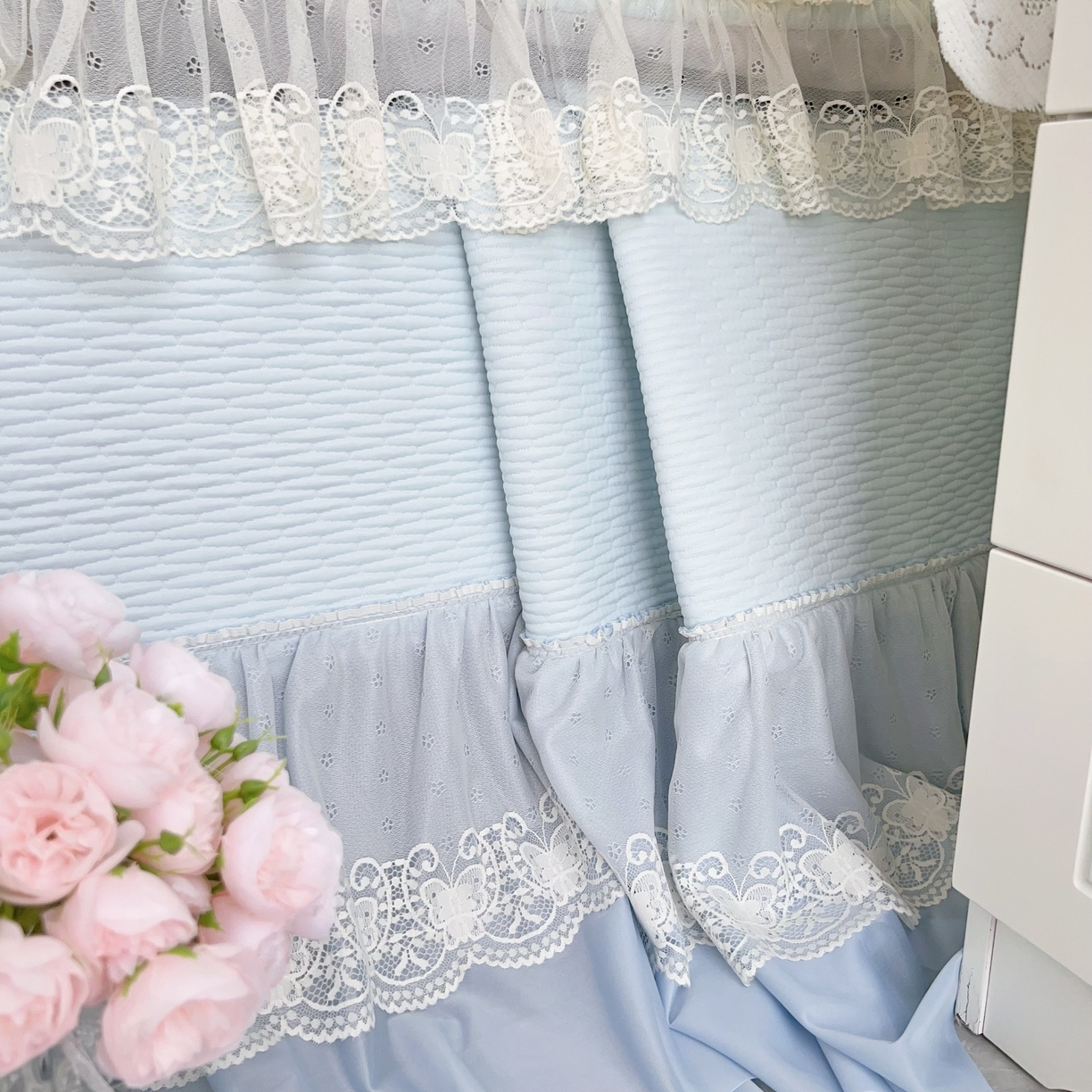 91家纺网 家纺一手货源 找家纺 恋尚羽 2026新款高分子PE凉泡泡大床裙凉感席波浪冰豆豆凉席席子三件套-系列 山茶可可 蓝色