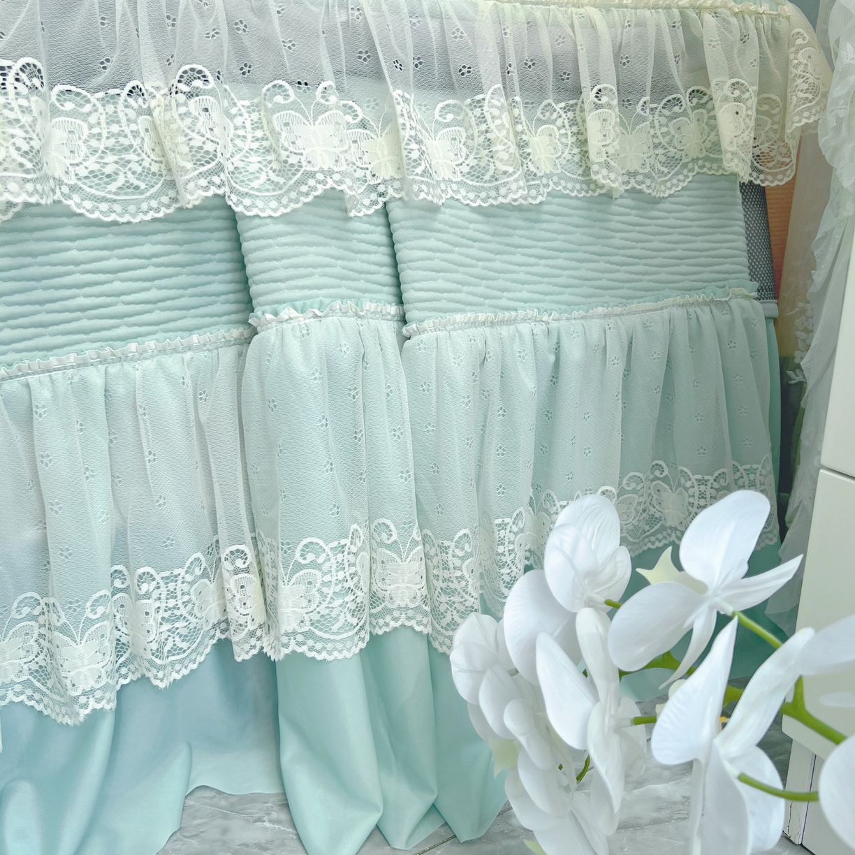 91家纺网 家纺一手货源 找家纺 恋尚羽 2026新款高分子PE凉泡泡大床裙凉感席波浪冰豆豆凉席席子三件套-系列 山茶可可 绿色