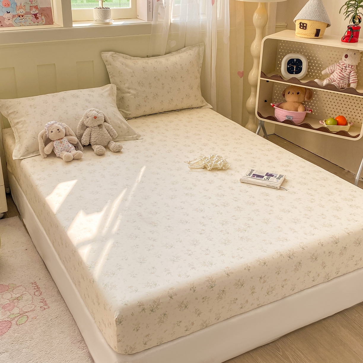 91家纺网 家纺一手货源 找家纺 女子家纺 2026新款全棉纯棉印花小印花花卉款单床笠床笠单件 荷叶邮差