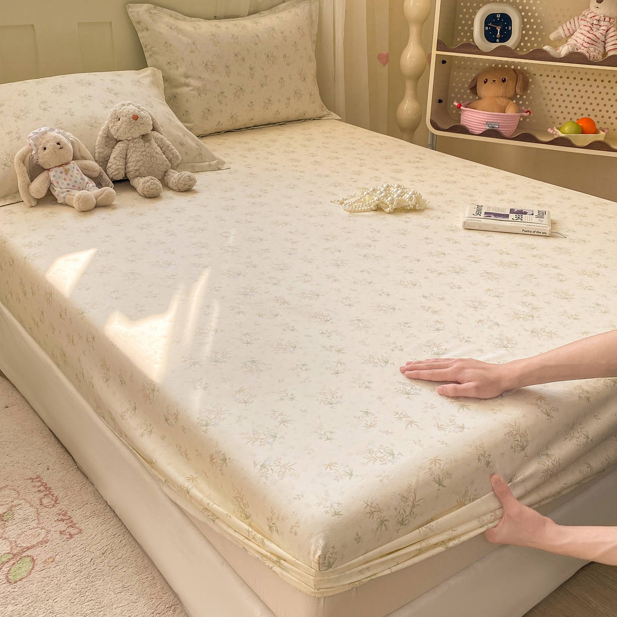 91家纺网 家纺一手货源 找家纺 女子家纺 2026新款全棉纯棉印花小印花花卉款单床笠床笠单件 荷叶邮差