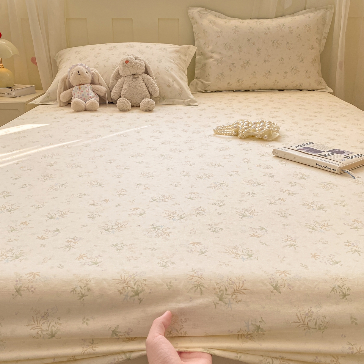 91家纺网 家纺一手货源 找家纺 女子家纺 2026新款全棉纯棉印花小印花花卉款单床笠床笠单件 荷叶邮差