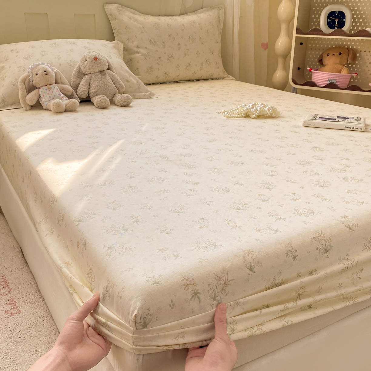 91家纺网 家纺一手货源 找家纺 女子家纺 2026新款全棉纯棉印花小印花花卉款单床笠床笠单件 荷叶邮差