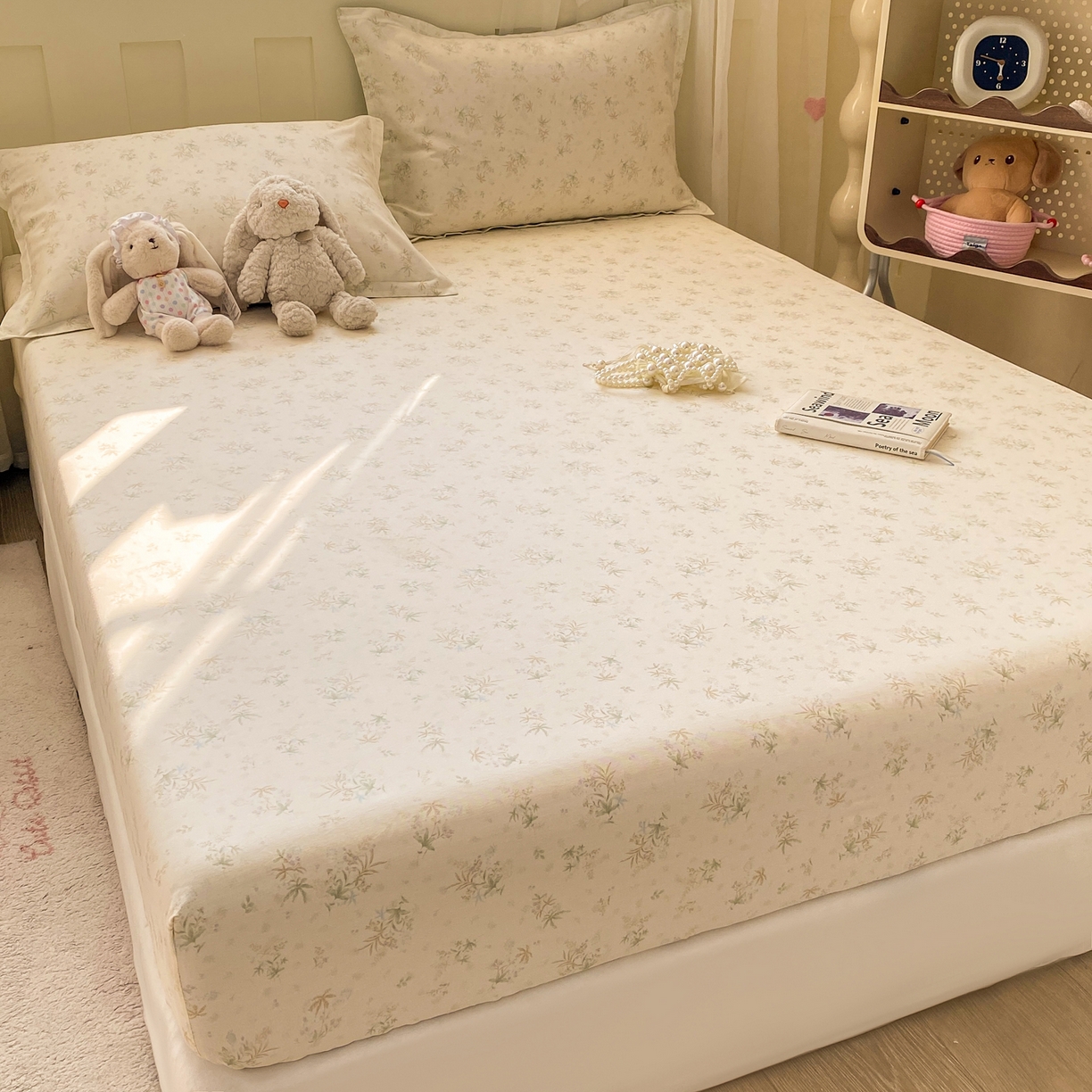 91家纺网 家纺一手货源 找家纺 女子家纺 2026新款全棉纯棉印花小印花花卉款单床笠床笠单件 荷叶邮差