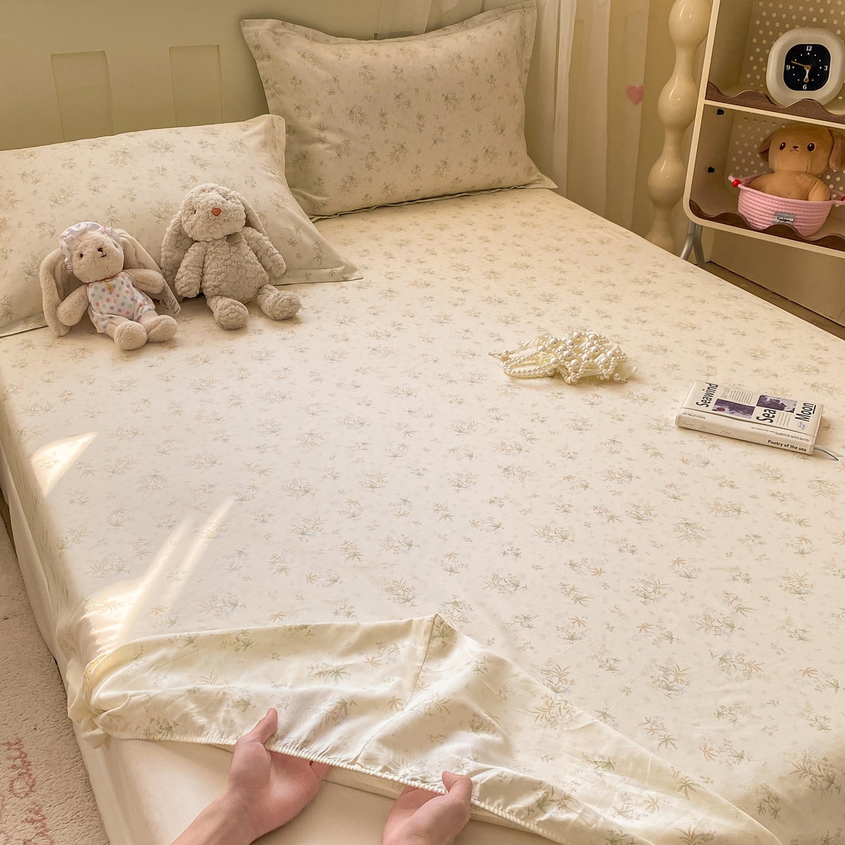 91家纺网 家纺一手货源 找家纺 女子家纺 2026新款全棉纯棉印花小印花花卉款单床笠床笠单件 荷叶邮差