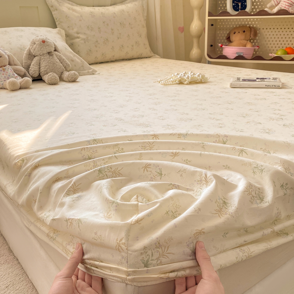 91家纺网 家纺一手货源 找家纺 女子家纺 2026新款全棉纯棉印花小印花花卉款单床笠床笠单件 荷叶邮差