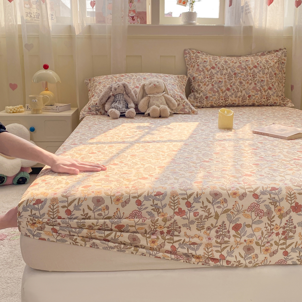 91家纺网 家纺一手货源 找家纺 女子家纺 2026新款全棉纯棉印花小印花花卉款单床笠床笠单件 京都花园