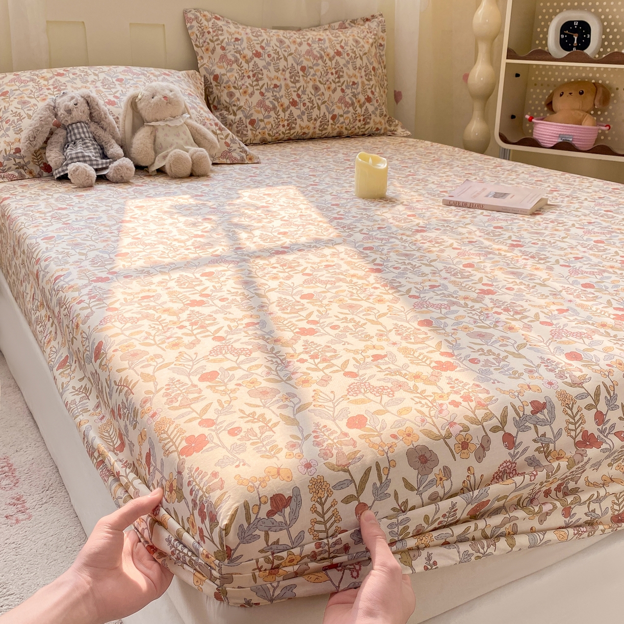 91家纺网 家纺一手货源 找家纺 女子家纺 2026新款全棉纯棉印花小印花花卉款单床笠床笠单件 京都花园