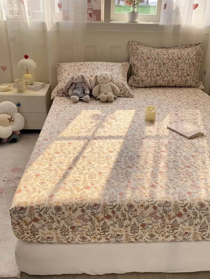 91家纺网 家纺一手货源 找家纺 女子家纺 2026新款全棉纯棉印花小印花花卉款单床笠床笠单件 京都花园