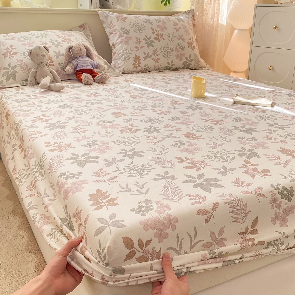 91家纺网 家纺一手货源 找家纺 女子家纺 2026新款全棉纯棉印花小印花花卉款单床笠床笠单件 洛克庄园红