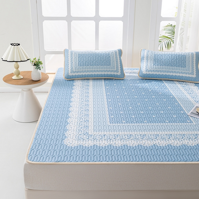 91家纺网 家纺一手货源 找家纺 羽梦家纺 2026新款冰柔丝乳胶床单款凉席赫本风情