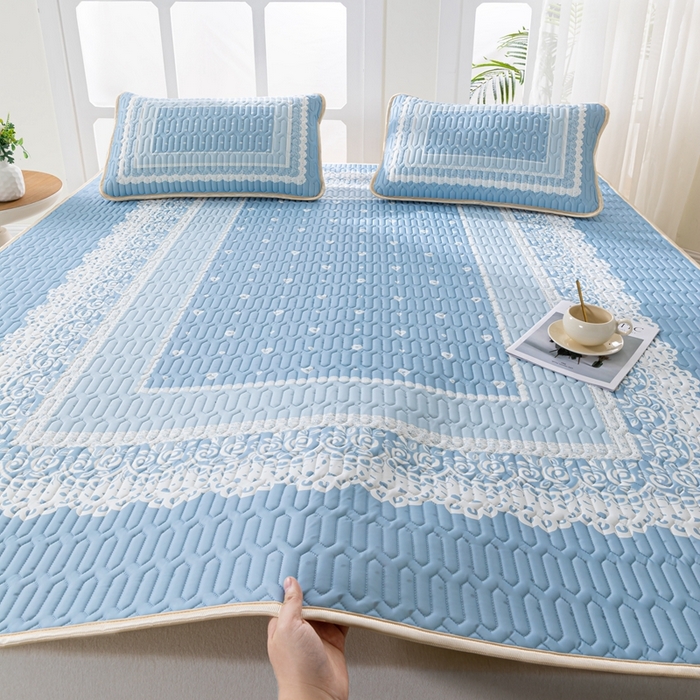 91家纺网 家纺一手货源 找家纺 羽梦家纺 2026新款冰柔丝乳胶床单款凉席赫本风情