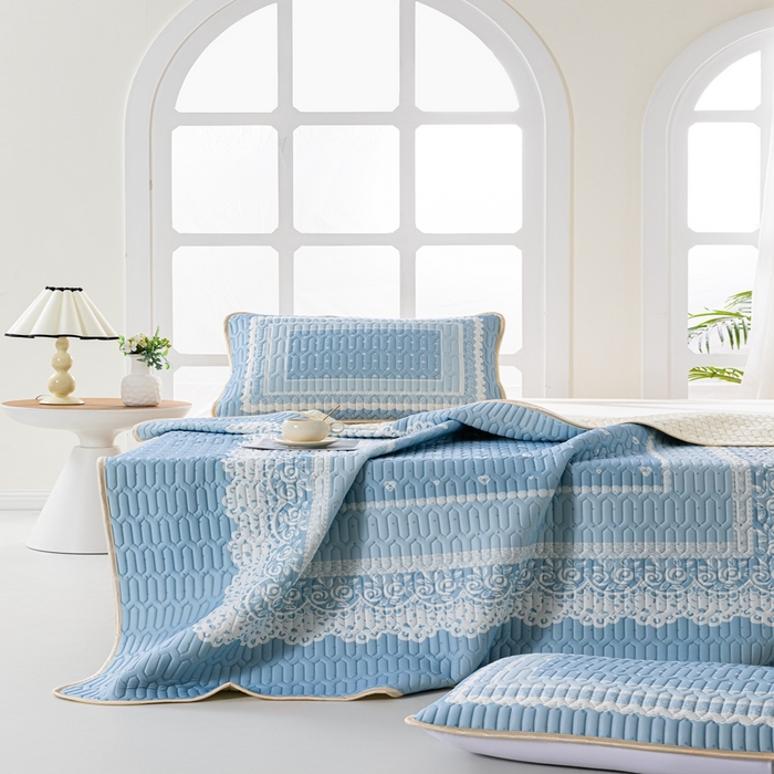 91家纺网 家纺一手货源 找家纺 羽梦家纺 2026新款冰柔丝乳胶床单款凉席赫本风情