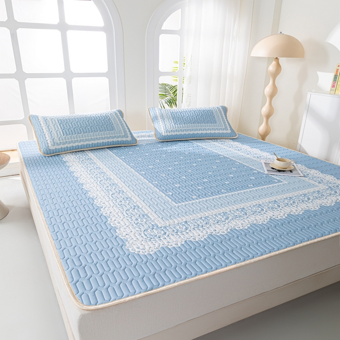 91家纺网 家纺一手货源 找家纺 羽梦家纺 2026新款冰柔丝乳胶床单款凉席赫本风情