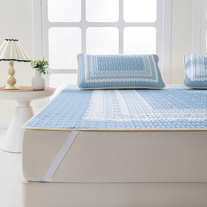 91家纺网 家纺一手货源 找家纺 羽梦家纺 2026新款冰柔丝乳胶床单款凉席赫本风情