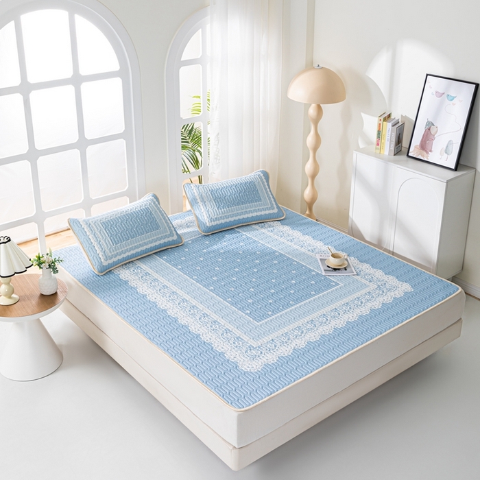 91家纺网 家纺一手货源 找家纺 羽梦家纺 2026新款冰柔丝乳胶床单款凉席赫本风情