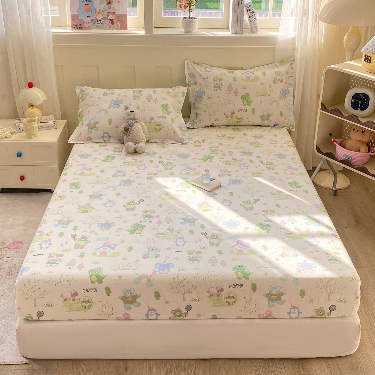 91家纺网 家纺一手货源 找家纺 女子家纺 2026新款全棉纯棉印花小印花花卉款单床笠床笠单件 妙趣乐园