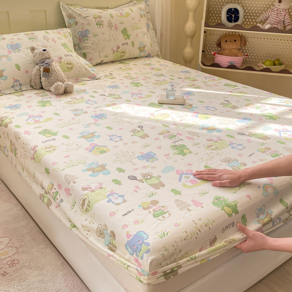 91家纺网 家纺一手货源 找家纺 女子家纺 2026新款全棉纯棉印花小印花花卉款单床笠床笠单件 妙趣乐园