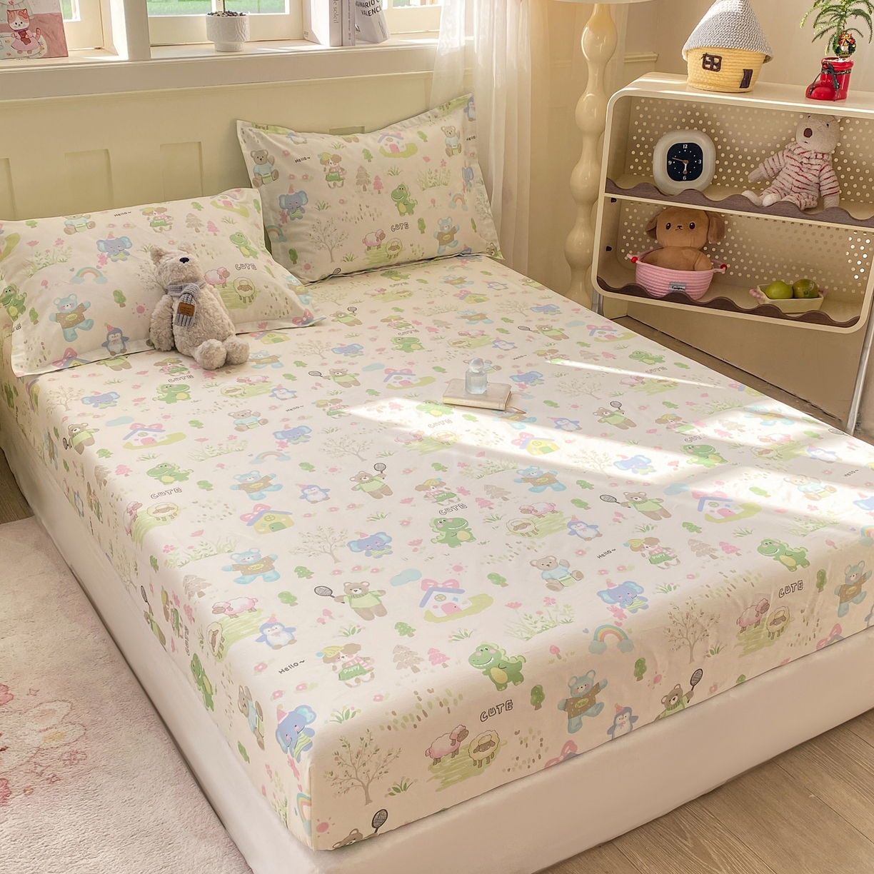 91家纺网 家纺一手货源 找家纺 女子家纺 2026新款全棉纯棉印花小印花花卉款单床笠床笠单件 妙趣乐园