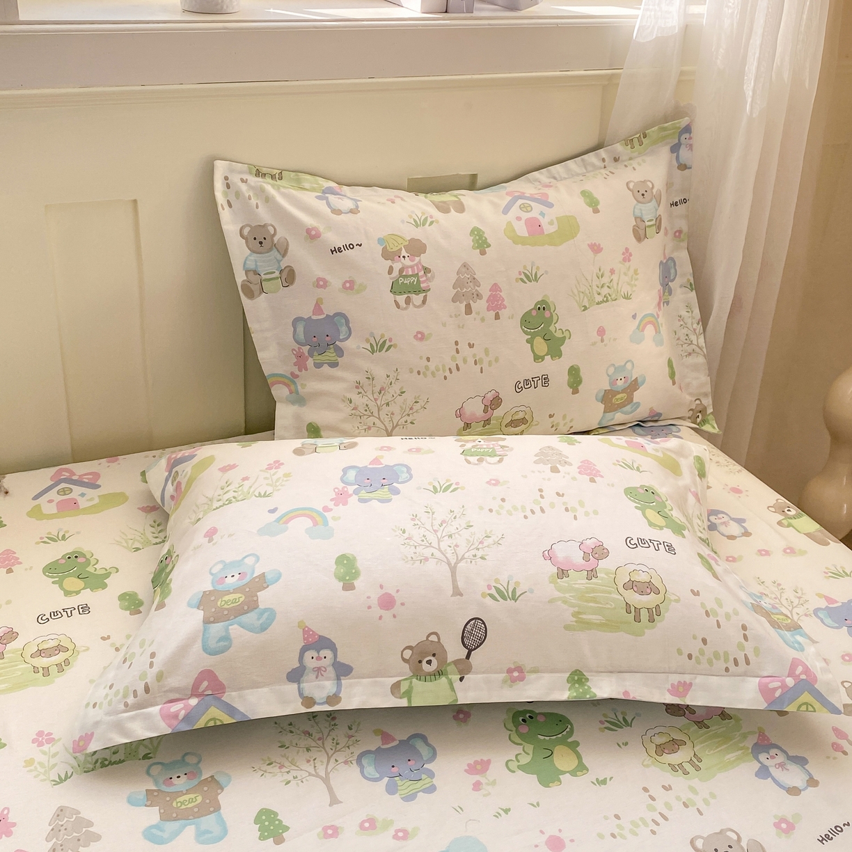 91家纺网 家纺一手货源 找家纺 女子家纺 2026新款全棉纯棉印花小印花花卉款单床笠床笠单件 妙趣乐园