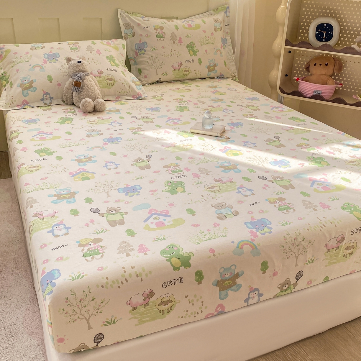 91家纺网 家纺一手货源 找家纺 女子家纺 2026新款全棉纯棉印花小印花花卉款单床笠床笠单件 妙趣乐园