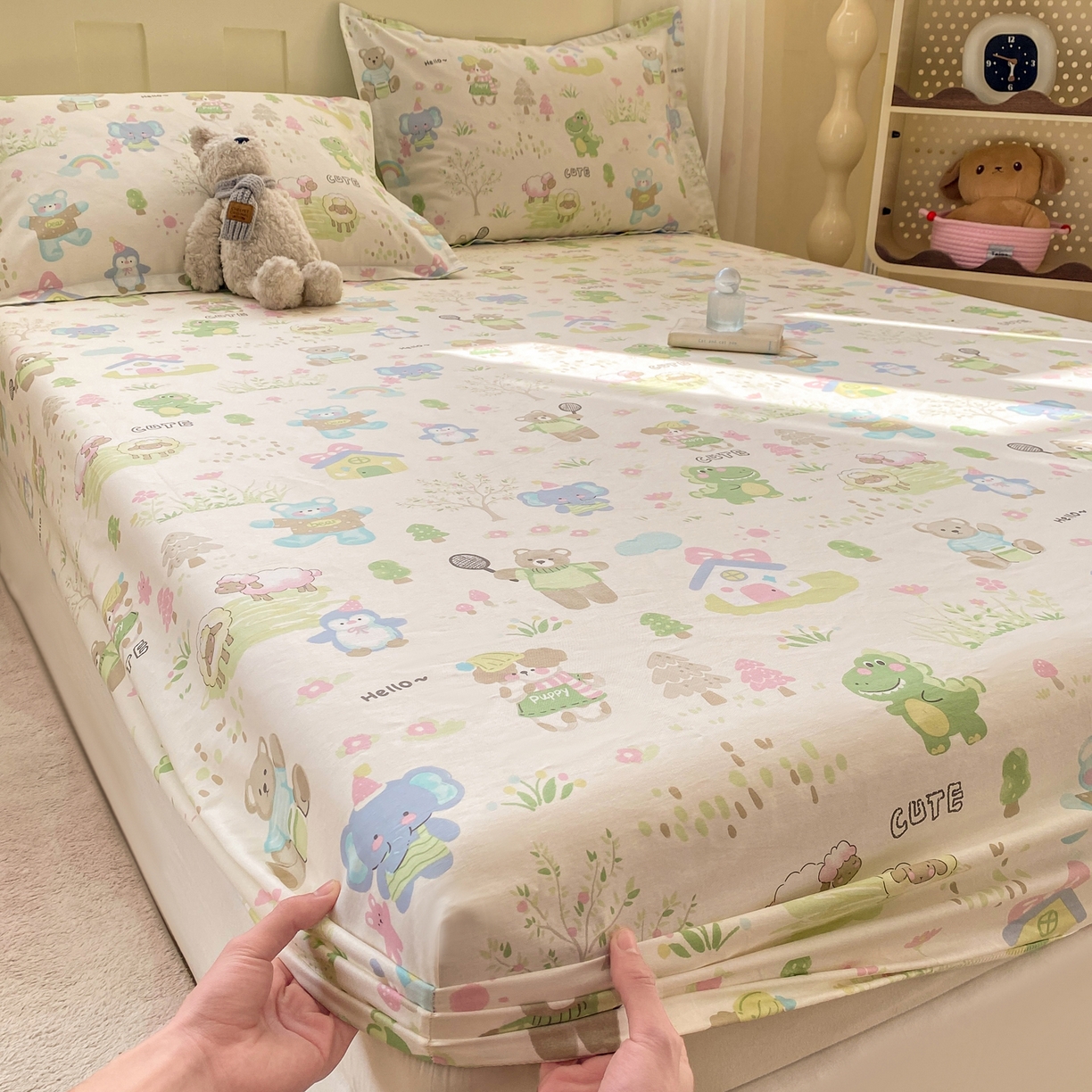 91家纺网 家纺一手货源 找家纺 女子家纺 2026新款全棉纯棉印花小印花花卉款单床笠床笠单件 妙趣乐园