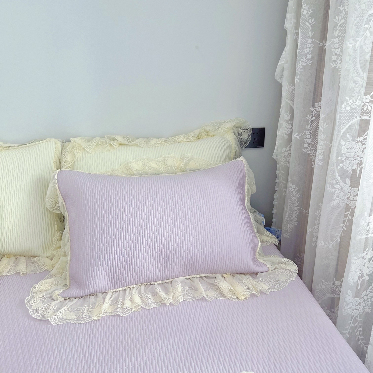 91家纺网 家纺一手货源 找家纺 恋尚羽 2026新款高分子PE凉泡泡大床裙凉感席波浪冰豆豆凉席席子三件套-系列 山茶可可 紫色