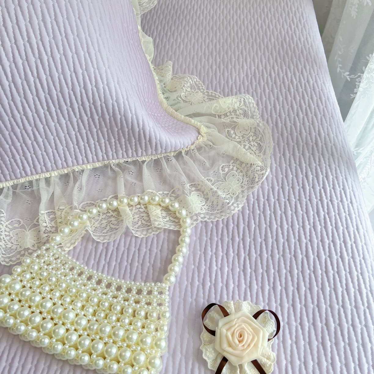 91家纺网 家纺一手货源 找家纺 恋尚羽 2026新款高分子PE凉泡泡大床裙凉感席波浪冰豆豆凉席席子三件套-系列 山茶可可 紫色