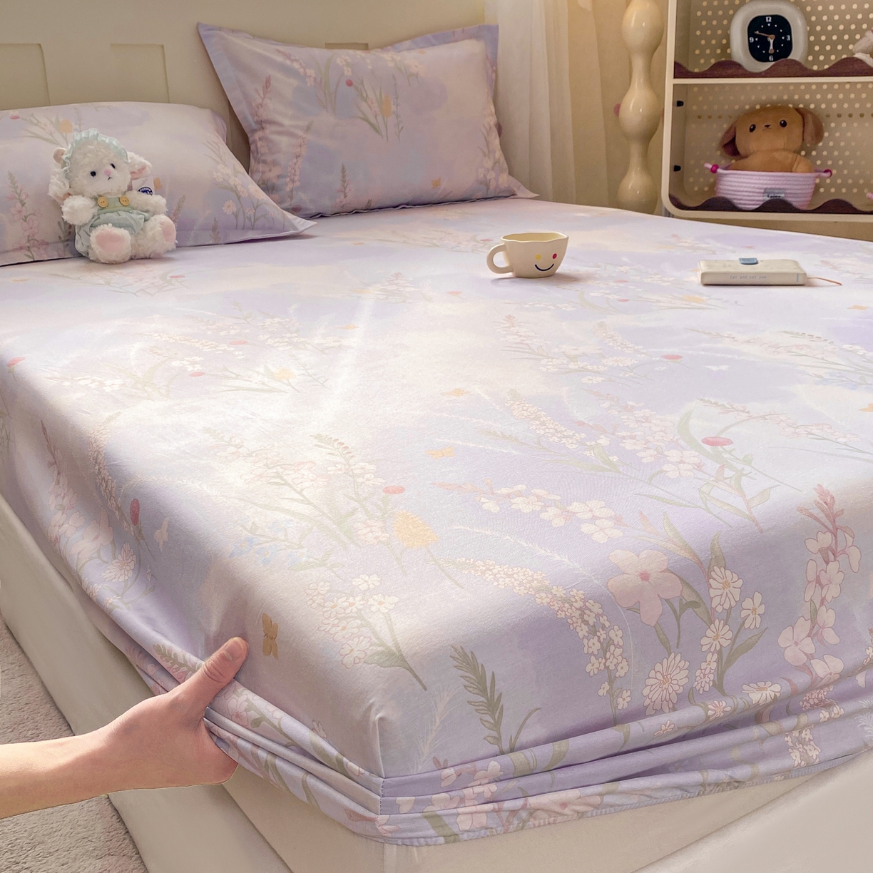 91家纺网 家纺一手货源 找家纺 女子家纺 2026新款全棉纯棉印花小印花花卉款单床笠床笠单件 普罗旺斯