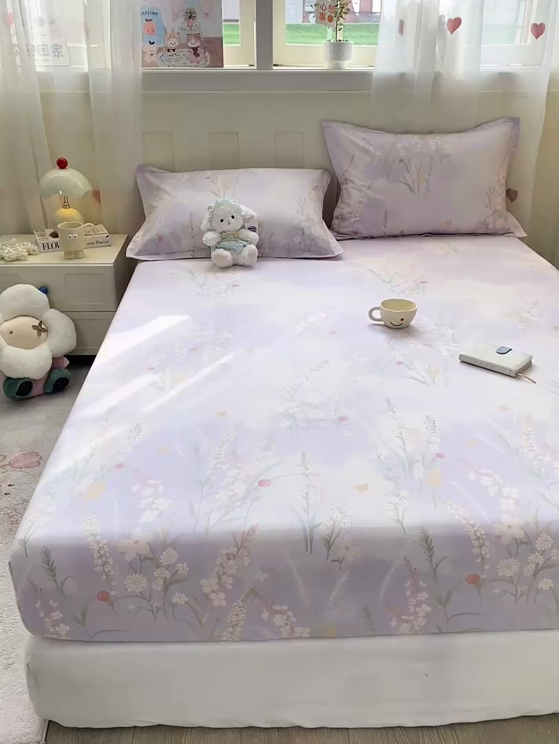 91家纺网 家纺一手货源 找家纺 女子家纺 2026新款全棉纯棉印花小印花花卉款单床笠床笠单件 普罗旺斯