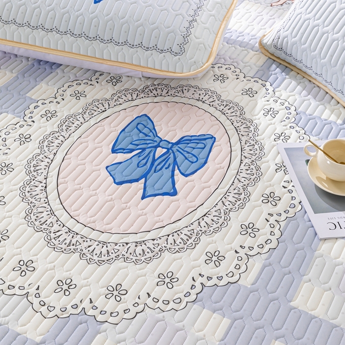 91家纺网 家纺一手货源 找家纺 羽梦家纺 2026新款冰柔丝乳胶床单款凉席蝴蝶结