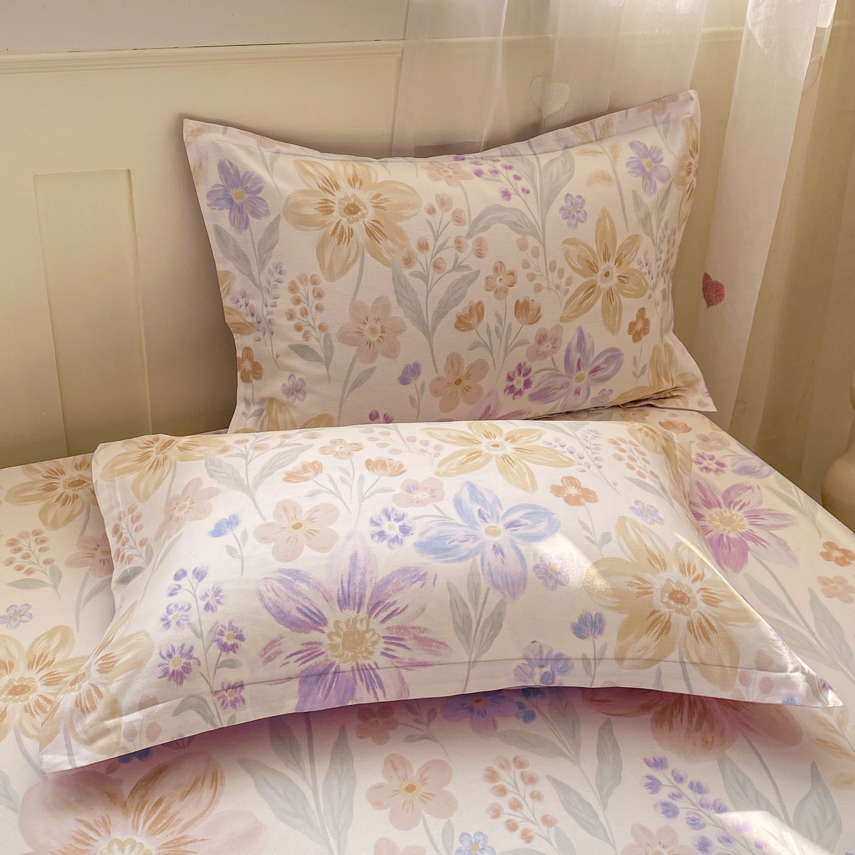 91家纺网 家纺一手货源 找家纺 女子家纺 2026新款全棉纯棉印花小印花花卉款单床笠床笠单件 柔色花笺