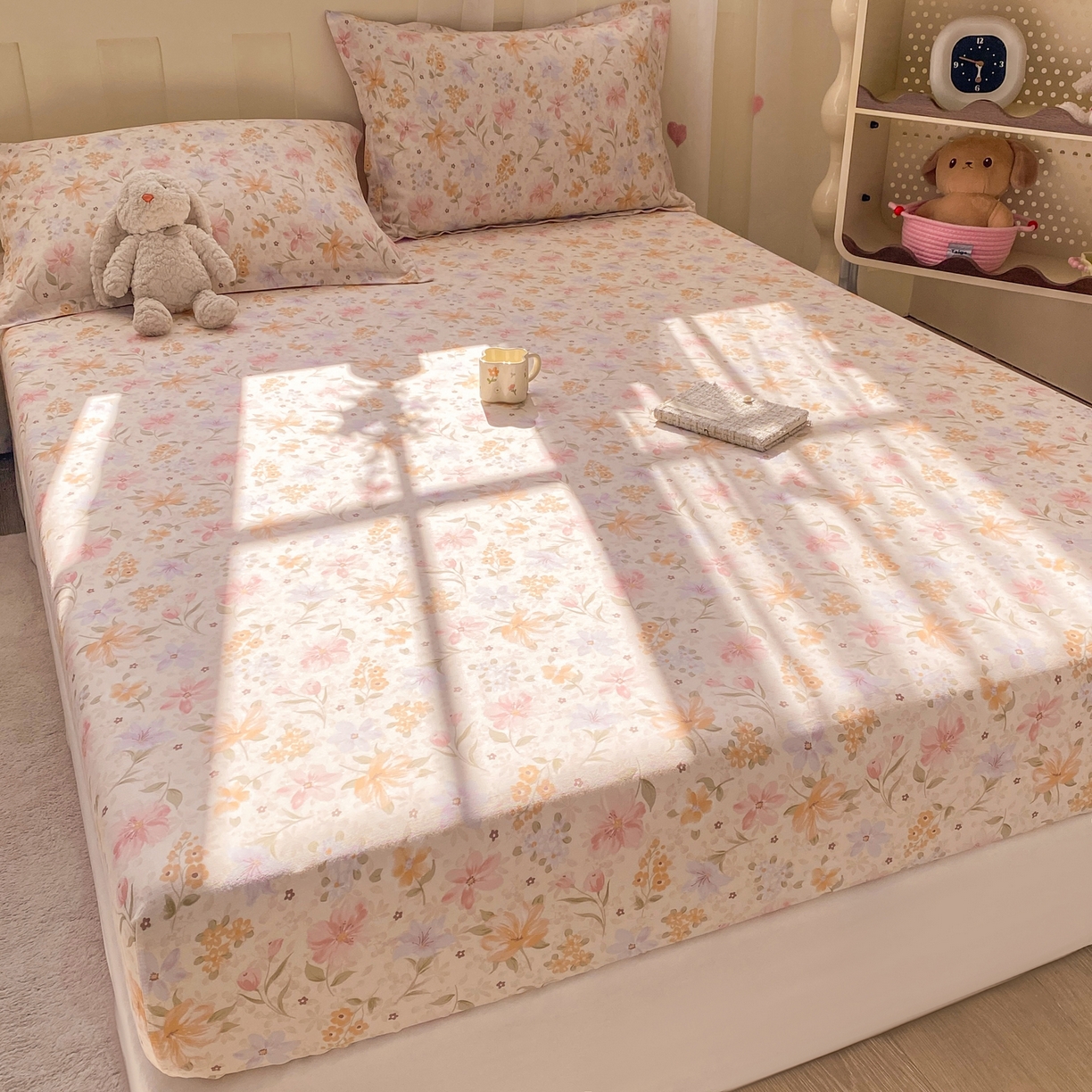 91家纺网 家纺一手货源 找家纺 女子家纺 2026新款全棉纯棉印花小印花花卉款单床笠床笠单件 苏糖粉