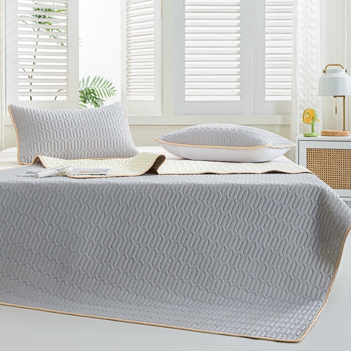 91家纺网 家纺一手货源 找家纺 羽梦家纺 2026新款冰柔丝乳胶床单款凉席灰色