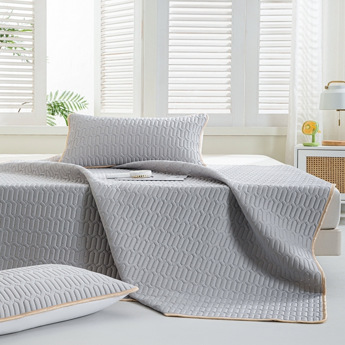 91家纺网 家纺一手货源 找家纺 羽梦家纺 2026新款冰柔丝乳胶床单款凉席灰色