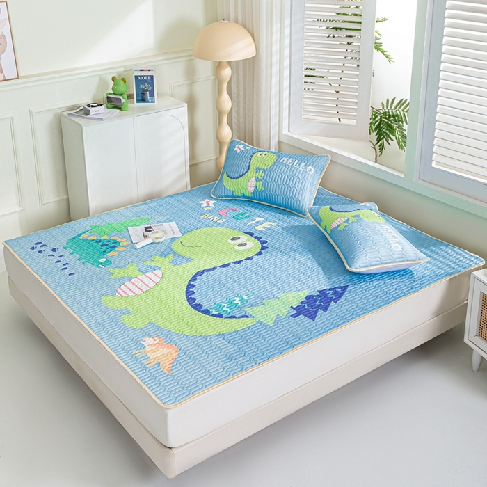 91家纺网 家纺一手货源 找家纺 羽梦家纺 2026新款冰柔丝乳胶床单款凉席酷玩龙