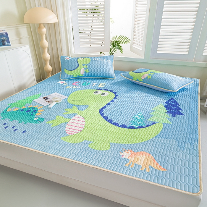 91家纺网 家纺一手货源 找家纺 羽梦家纺 2026新款冰柔丝乳胶床单款凉席酷玩龙