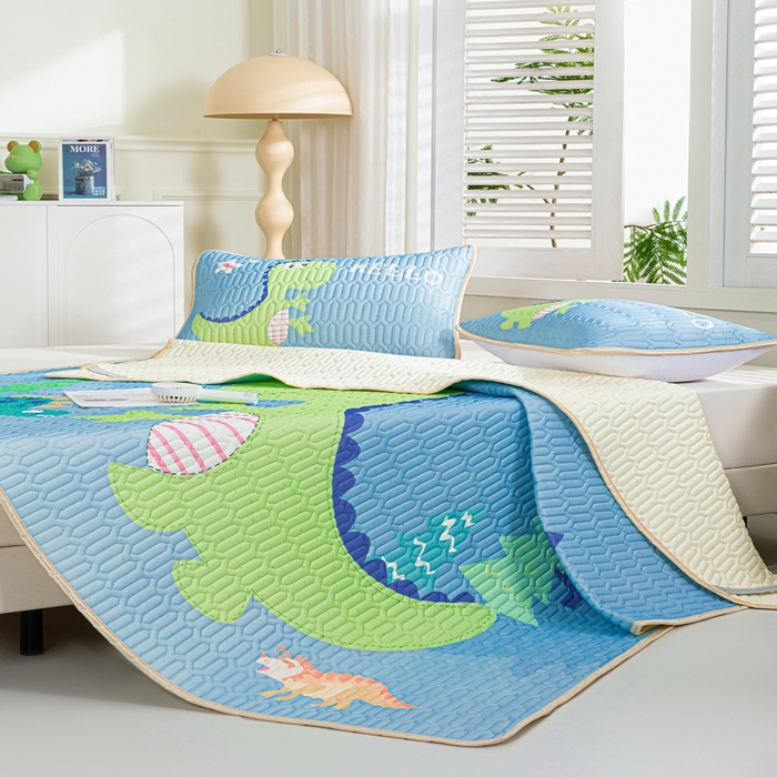 91家纺网 家纺一手货源 找家纺 羽梦家纺 2026新款冰柔丝乳胶床单款凉席酷玩龙