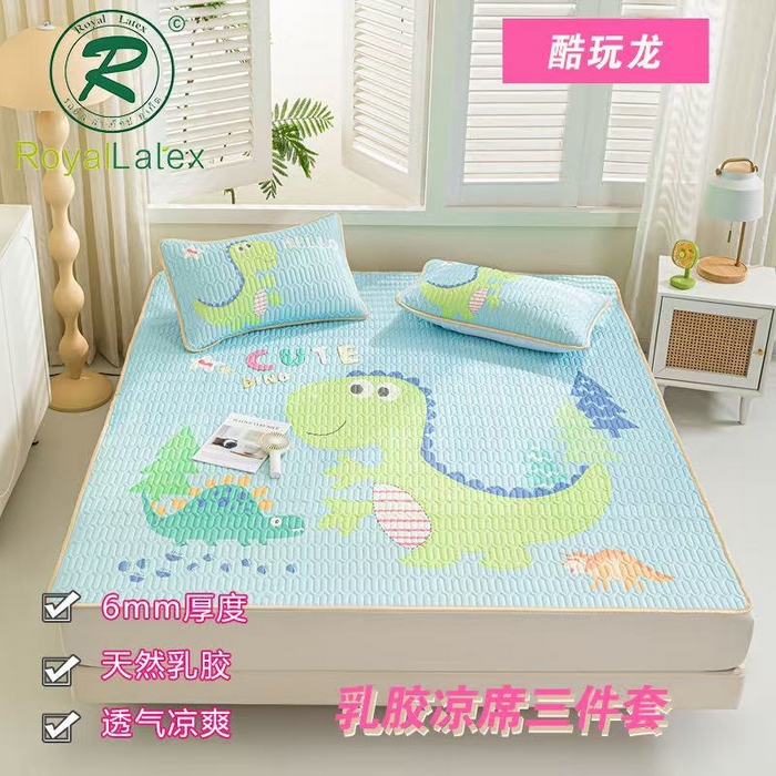 羽梦家纺 2026新款冰柔丝乳胶床单款凉席酷玩龙